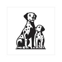 ai généré dalmatien chien famille clipart illustration dans noir et blanc vecteur