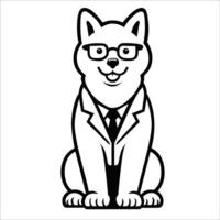 ai généré akita inu médecin noir et blanc illustration vecteur