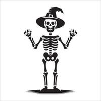 ai généré joyeux squelette dans noir et blanc illustration vecteur