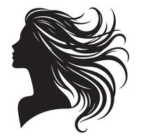 femme avec cheveux vecteur, silhouette de une fille, silhouette de une fille vecteur