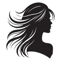 femme avec cheveux vecteur, silhouette de une fille, silhouette de une fille vecteur