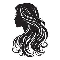 femme avec cheveux vecteur, silhouette de une fille, silhouette de une fille vecteur