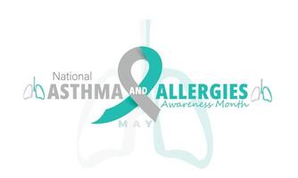 nationale asthme et les allergies conscience mois. arrière-plan, bannière, carte, affiche, modèle. vecteur illustration.