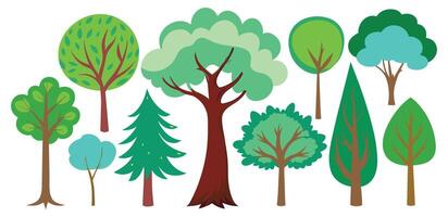 main tiré des arbres collection ensemble, illustration vecteur pour infographie ou autre les usages