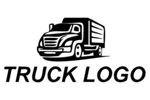 logo avec camion sur fond blanc, style monochrome vecteur