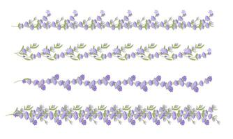 ensemble de décoratif les frontières de lavande fleurs pour votre conception. vecteur illustration isolé sur blanc Contexte.