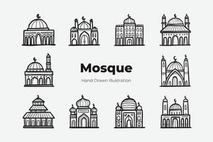 main tiré mosquée illustration ensemble vecteur