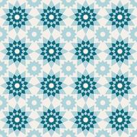 arabe géométrique mosaïque imprimable sans couture modèle avec abstrait marocain impression dans bleu et Orange couleurs. Ramadan kareem traditionnel islamique art illustration Contexte vecteur