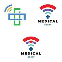 ensemble de médical, hôpital, traverser ou plus en ligne icône logo conception modèle vecteur