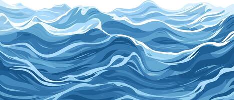 bleu ondulations et l'eau éclaboussures vagues surface plat style conception vecteur illustration.