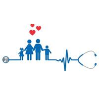 illustration de famille et stéthoscope. vecteur