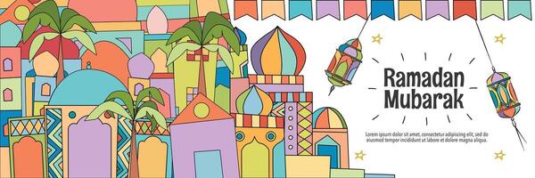 coloré abstrait Ramadan horizontal bannière vecteur