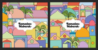 coloré abstrait carré Ramadan pour social médias, prospectus, affiche vecteur