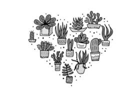 plantes succulentes dans griffonnage style. vecteur illustration.