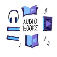 ensemble de l'audio livres symboles. vecteur illustration.