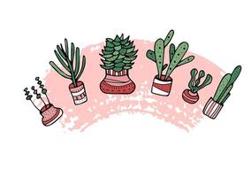 plantes succulentes dans griffonnage style. vecteur illustration.