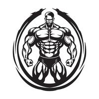 bodybuilder Masculin image isolé sur blanc vecteur image