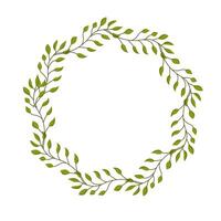 vecteur couronne de feuilles. décoratif Cadre. modèle pour une carte postale. vert cercle de feuilles et branches.