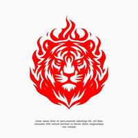 silhouette combinaison tigre et Feu logo conception vecteur