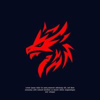 Facile rouge dragon tête logo, silhouette logo vecteur