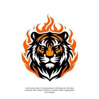 tigre tête dans flammes illustration vecteur