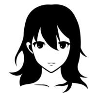 noir vecteur anime fille icône isolé sur blanc Contexte