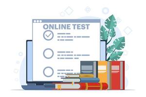 essai ou enquête concept. aller par quiz liste de contrôle réponses et Succès résultats abstrait vecteur illustration. en ligne examen, questionnaire former, en ligne éducation, enquête métaphore. plat vecteur.