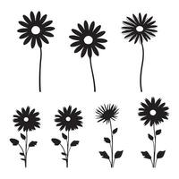 une noir silhouette Marguerite fleur ensemble vecteur