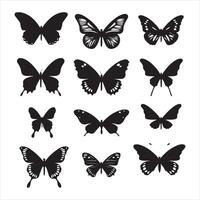 une noir silhouette papillon ensemble vecteur