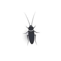 logo de cafard, icône de parasite domestique, silhouette noire d'un insecte vivant dans la cuisine, vecteur isolé, illustration simple