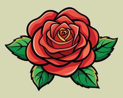 rouge Rose fleur vecteur illustration sur blanc Contexte