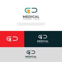 Créatif médical école logo conception vecteur modèle.