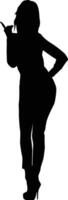 silhouette de femme pose plein corps illustration vecteur