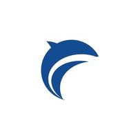 icône bleue abstraite de silhouette de dauphin, concept de logo de dauphin ou d'épaulard. symbole de vecteur isolé.
