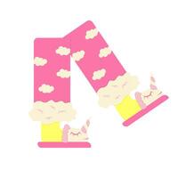 Humain pieds dans Licorne chaussons. sommeil concept. décoratif vecteur illustration