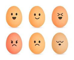 jeu d'icônes d'oeufs. personnages joyeux de coquille d'oeuf. visage émotionnel sur les œufs. illustration vectorielle isolée. vecteur