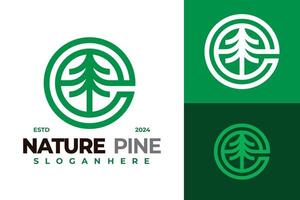 lettre e la nature pin logo conception vecteur symbole icône illustration