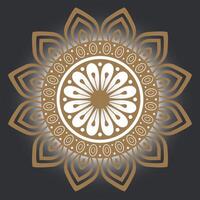 géométrique Contexte de d'or mandala avec floral conception vecteur
