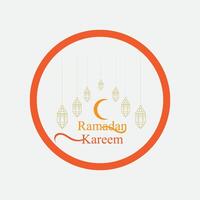 Ramadan kareem salutation carte calligraphie avec traditionnel lanterne et mosquée. vecteur illustration