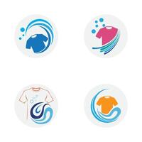 ensemble de logo et symbole conception blanchisserie icône la lessive machine avec bulles pour affaires vêtements laver nettoie moderne modèle vecteur
