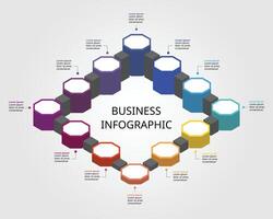 octogone étape graphique modèle pour infographie pour présentation pour 12 élément chronologie vecteur