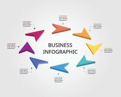 8 La Flèche modèle pour infographie pour présentation pour 8 élément vecteur