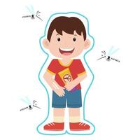 garçon appliquer moustique répulsif lotion à protéger moustique mordre vecteur