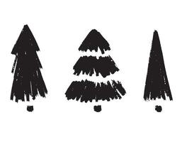 ensemble de Noël des arbres dans grunge style sur une blanc Contexte. silhouettes de une Nouveau années arbre. éléments pour le conception de bijoux, cartes, autocollants. vecteur