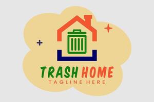 abstrait logo maison poubelle ordures poubelle logo modèle, Accueil avec ordures poubelle logo modèle vecteur