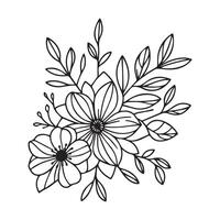 main tiré main tiré coloration page fleur ligne art illustration blanc Contexte vecteur