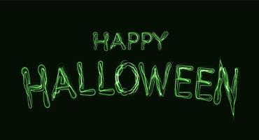 affiche heureuse d'halloween. lettrage de magie verte pour les rituels spirituels et la célébration du jour d'halloween. illustration vectorielle sur fond noir. vecteur