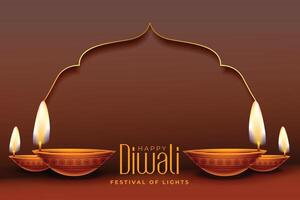 magnifique diwali bannière avec diya décoration vecteur