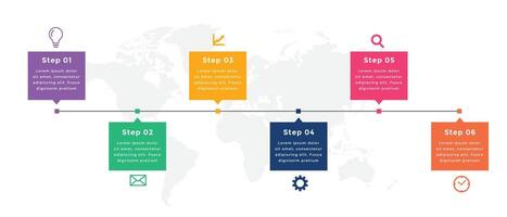 affaires chronologie infographie modèle conception six pas vecteur