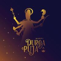 brillant durga pooja Festival un événement Contexte avec déesse silhouette conception vecteur